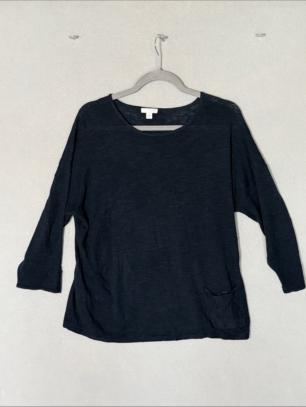 J. Jill Black Lightweight Knit Top with Pocket linen cotton blend
